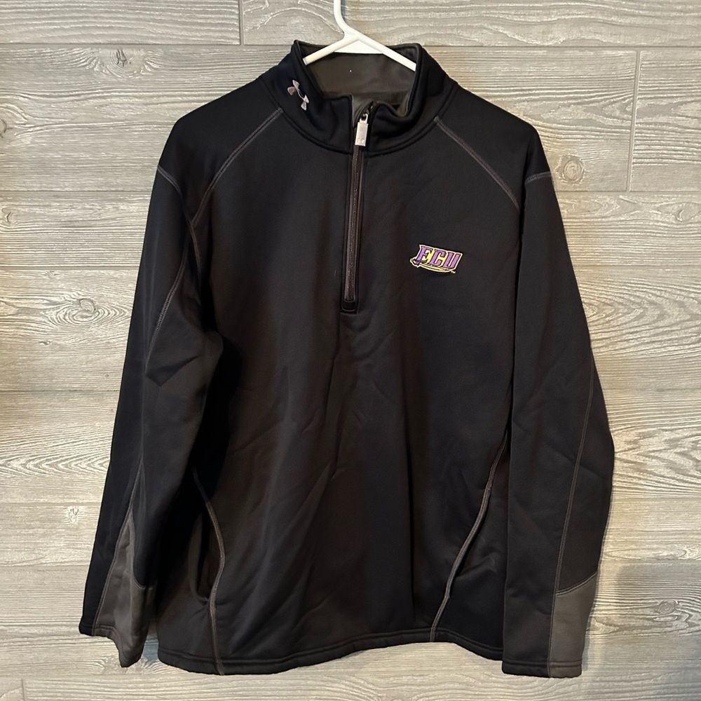 Under Armour Mens ECU Pirates 1/4 Zip Pullover Black Fleece Jacket Medium Loose